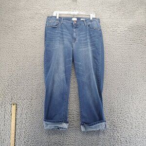 Angels Jeans Womens 16 Blue Everflex Straight Ankle Deep Cuff Stretch Denim